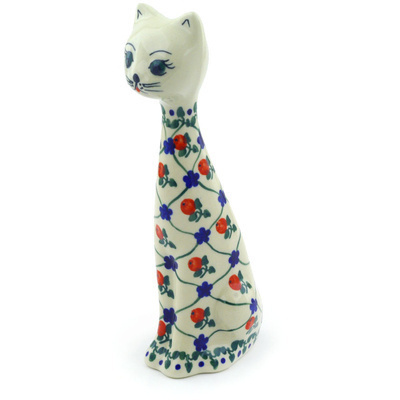 Polish Pottery Cat Figurine 8&quot;