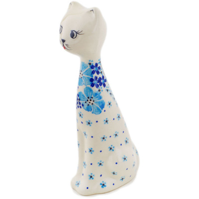 Polish Pottery Cat Figurine 8" Pansy Dawn