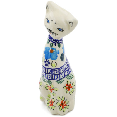 Polish Pottery Cat Figurine 8&quot; Pansy Morning
