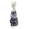 Polish Pottery Cat Figurine 8&quot; Peacock Leaves