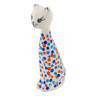 Polish Pottery Cat Figurine 8&quot; Polka Dot Frenzy