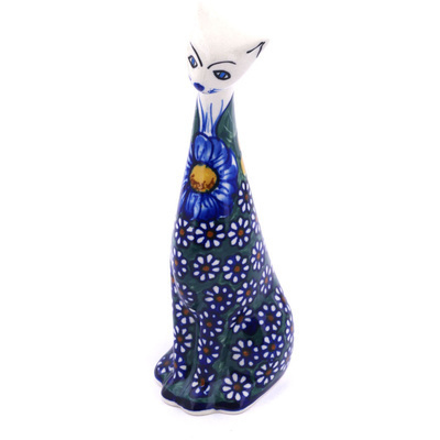 Polish Pottery Cat Figurine 8&quot; UNIKAT