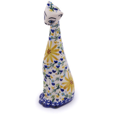 Polish Pottery Cat Figurine 8&quot; UNIKAT