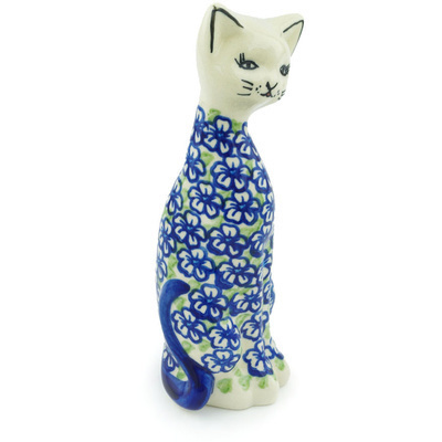 Polish Pottery Cat Figurine 9&quot; Fields Of Glory