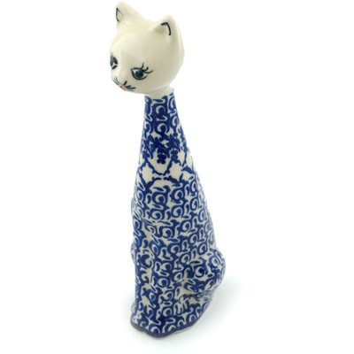 Polish Pottery Cat Figurine 9&quot;