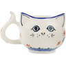 Polish Pottery cat Pink Forget Me Not UNIKAT