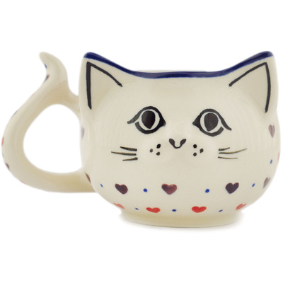 Polish Pottery cat Red Hearts Delight