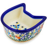 Polish Pottery Cat Shaped Bowl Butterfly Garden UNIKAT