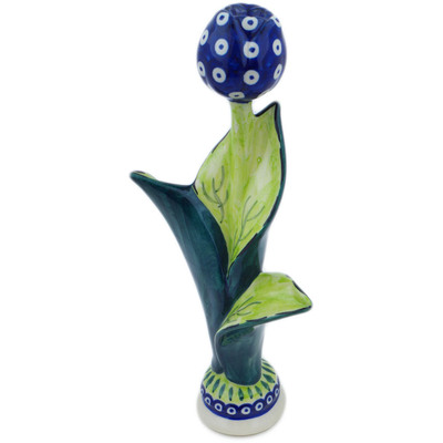 Polish Pottery Ceramic Flower 10&quot; Blue Eyes