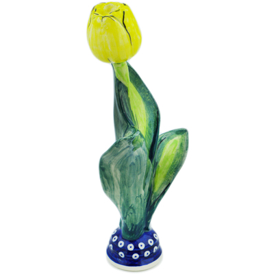 Polish Pottery Ceramic Flower 10&quot; Blue Eyes