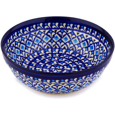 Polish Pottery cereal bowl Blue Diamond Dream