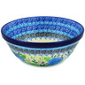 Polish Pottery Cereal Bowl Blue Hydrangea UNIKAT