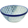 Polish Pottery Cereal Bowl Blue Wave UNIKAT