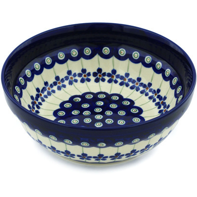 Polish Pottery cereal bowl Flowering Peacock
