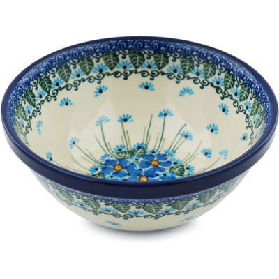 Polish Pottery Cereal Bowl Forget Me Not UNIKAT