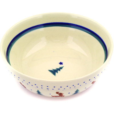 Polish Pottery cereal bowl Reindeer Pines