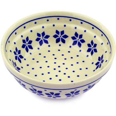 Polish Pottery cereal bowl Snowflake Polka Dot