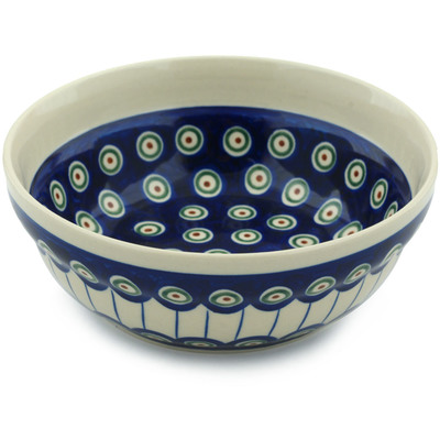 Polish Pottery cereal bowl Traditional Peacock