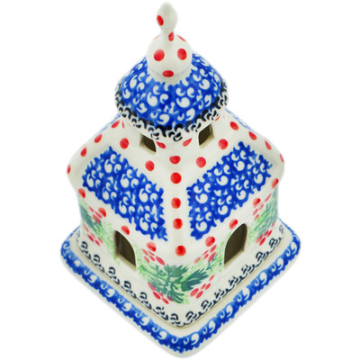 Polish Pottery Chapel Candle Holder 6&quot; Blooming Rowan