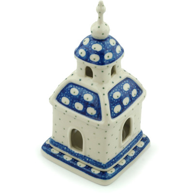 Polish Pottery Chapel Candle Holder 6&quot; Stepping Stones