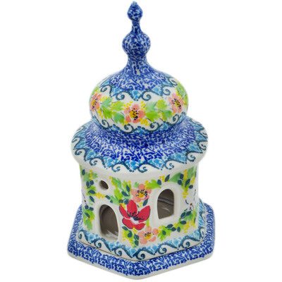 Polish Pottery Chapel Candle Holder 7&quot; Petal Dance UNIKAT