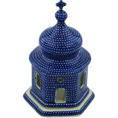 Polish Pottery Chapel Candle Holder 7&quot; Starry Night UNIKAT