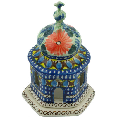 Polish Pottery Chapel Candle Holder 7&quot; Summer Rooster UNIKAT