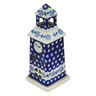 Polish Pottery Chapel Candle Holder 8&quot; Peacock Forget-me-not
