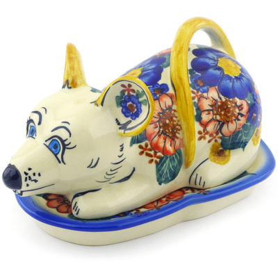 Polish Pottery Cheese Dish 7&quot; UNIKAT