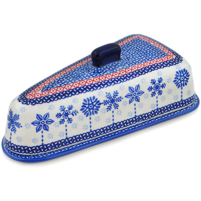 Polish Pottery Cheese Dish 8&quot; Winter Sights UNIKAT
