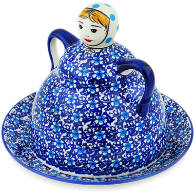 Polish Pottery Cheese Lady 10&quot; Flowers On The Lake