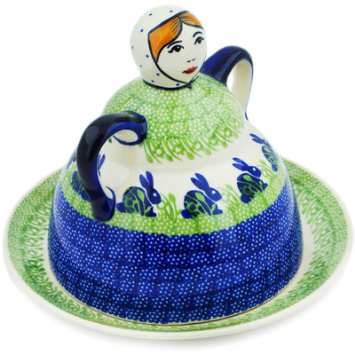 Polish Pottery Cheese Lady 10&quot; Hare In Tall Grass