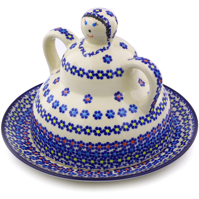 Polish Pottery Cheese Lady 10&quot; Pansy Plenty