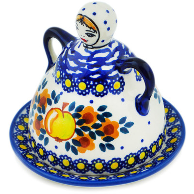 Polish Pottery Cheese Lady 4&quot; Apple UNIKAT