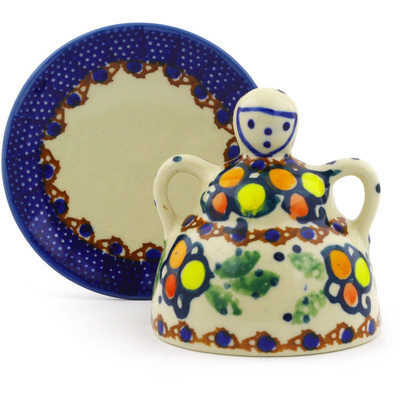 Polish Pottery Cheese Lady 4&quot; Color Melody UNIKAT