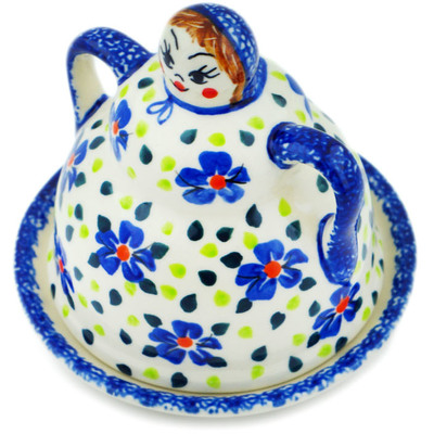 Polish Pottery Cheese Lady 4&quot; Hope Flowes UNIKAT