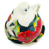 Polish Pottery Cheese Lady 4&quot; Poinsettia Paradise UNIKAT