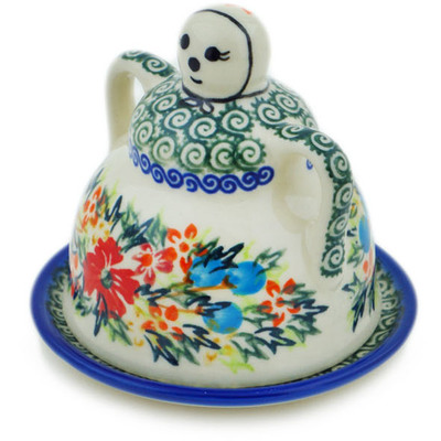 Polish Pottery Cheese Lady 4&quot; Ring Of Flowers UNIKAT