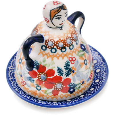 Polish Pottery Cheese Lady 4&quot; Summer Bouquet UNIKAT