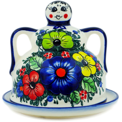 Polish Pottery Cheese Lady 4&quot; Summertime Blues
