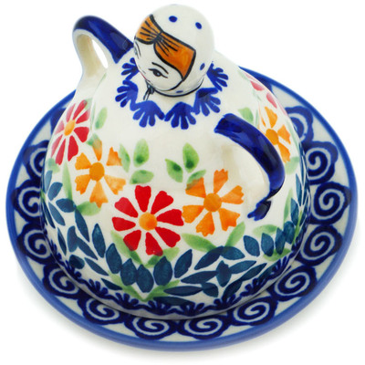 Polish Pottery Cheese Lady 4&quot; Wave Of Flowers