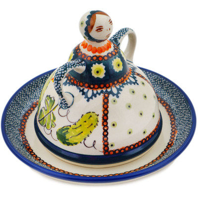 Polish Pottery Cheese Lady 5&quot; Cucumber Patch