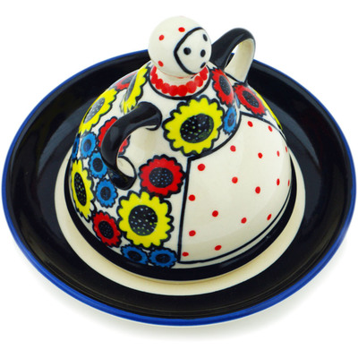 Polish Pottery Cheese Lady 5&quot; Flower Freedom