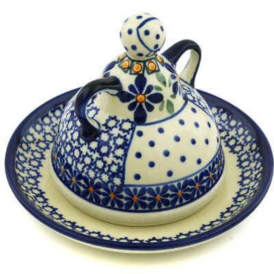 Polish Pottery Cheese Lady 5&quot; Gangham Flower Chain