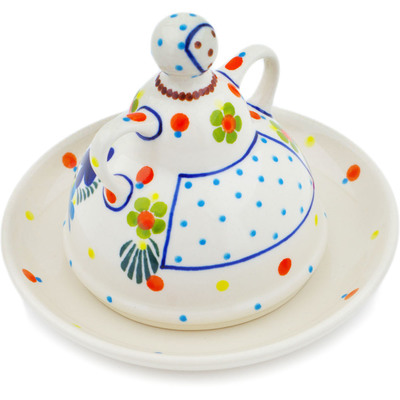 Polish Pottery Cheese Lady 5&quot; Groovy Flowers