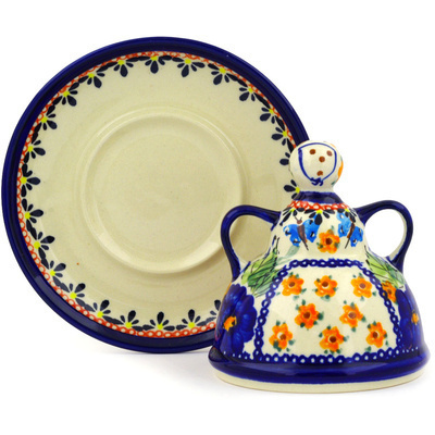 Polish Pottery Cheese Lady 5&quot; Spring Splendor UNIKAT