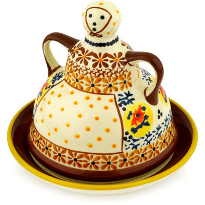 Polish Pottery Cheese Lady 6&quot; Autumn Festival