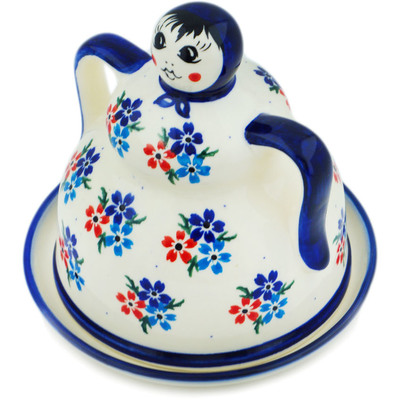 Polish Pottery Cheese Lady 6&quot; Blooming Bunches