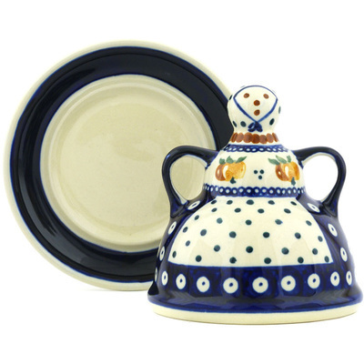 Polish Pottery Cheese Lady 6&quot; Country Apple Peacock