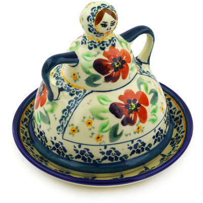 Polish Pottery Cheese Lady 6&quot; Nightingale Flower
